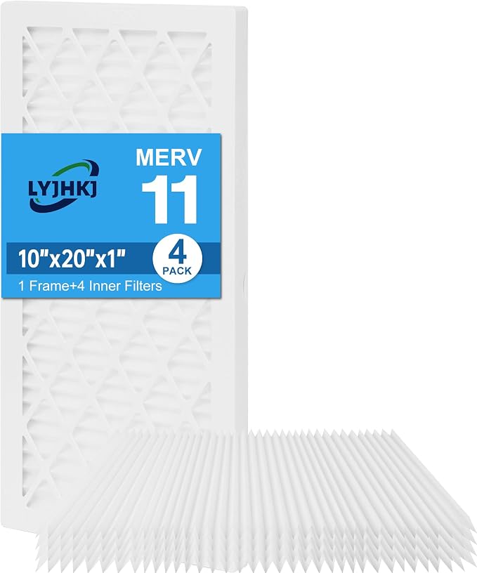 10x20x1 MERV 11 Air Filter, Quality AC/HVAC Furnace Filter，1 Reusable ABS Frame by LYJHKJ