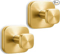 2Pcs Square Suction Cup Hook, 304 Stainless Steel Shower Hook, Removable Suction Cup Knob for Shower, Bathroom, Kitchen, Glass Door, Mirror (Gold)