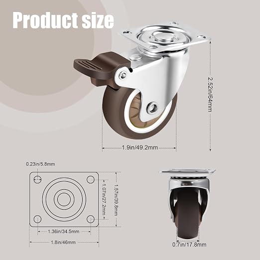 Nefish 2 Inch Swivel Caster Wheels - Image 2