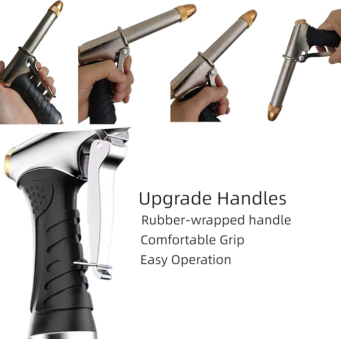 Upgrade Garden Hose Nozzle Sprayer, Adjustable High Pressure Water Hose Nozzle, Metal Hose Attachment for Car Washing, Cleaning, Watering Plants, Showering Pets
