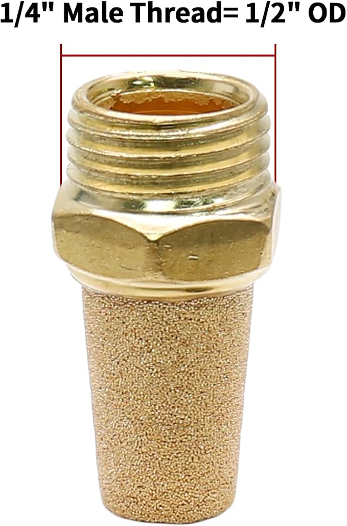 Zorfeter 10pcs Pneumatic Brass Exhaust Muffler Filter, 1/4" NPT Male Thread Hex - Image 2