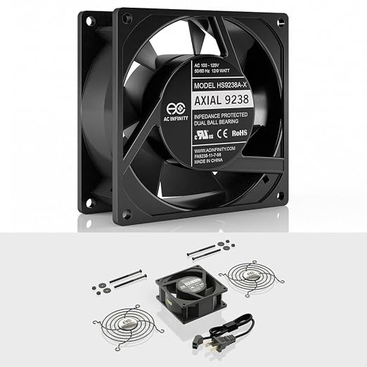 AC Infinity AXIAL 9238, Muffin Fan, 120V AC 92mm x 38mm High Speed, - Image 2
