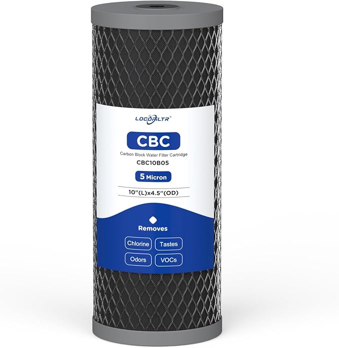 5 Micron 10" x 4.5" Whole House Carbon Block Sediment Water Filter Cartridge by Locofiltr