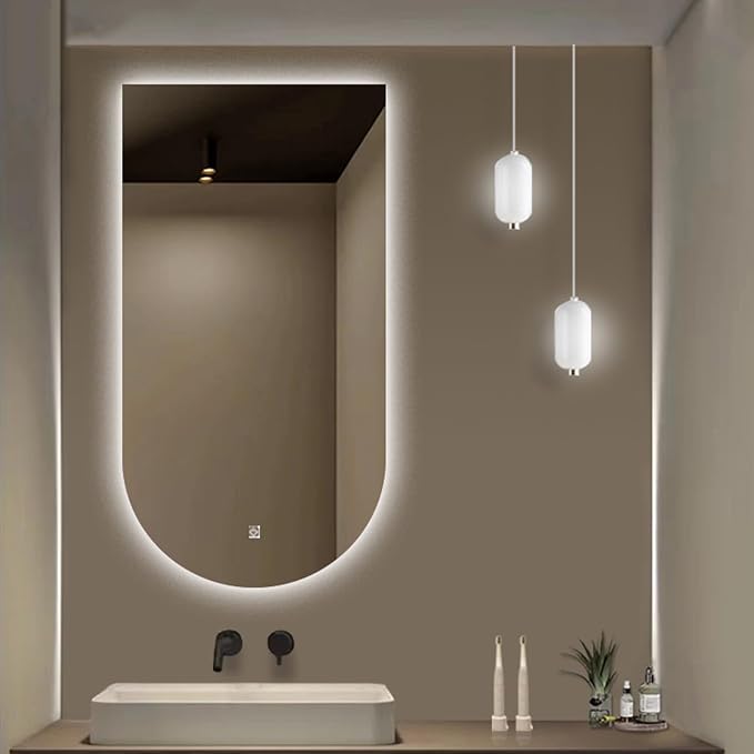 Wall Mirror Arched Bathroom Mirrors, 3-Color Lighted Bathroom Makeup Mounted - Image 6