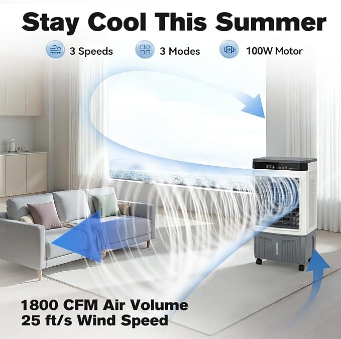 Auertech 8.2 Gal Swamp Cooler, 2800 CFM Windowless Portable Air Conditioner - Image 5