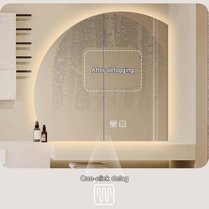 Bathroom Wall Mounted Mirror, LED Illuminated Vanity Mirror - Image 3