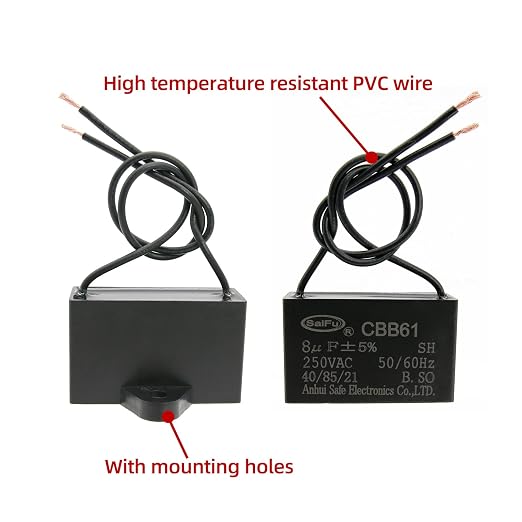 CBB61 Capacitor 8uf 250V AC Ceiling Fan 2 Wire 50/60Hz - Image 3