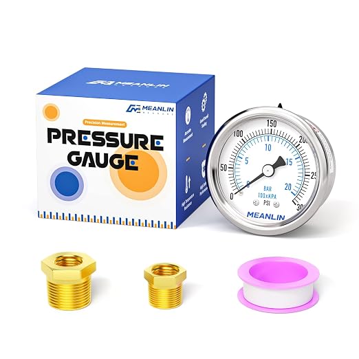 MEANLIN MEASURE 0~300Psi Dry Pressure Gauge Stainless Steel 1/8" NPT 2" FACE by MEANLINMEASURE