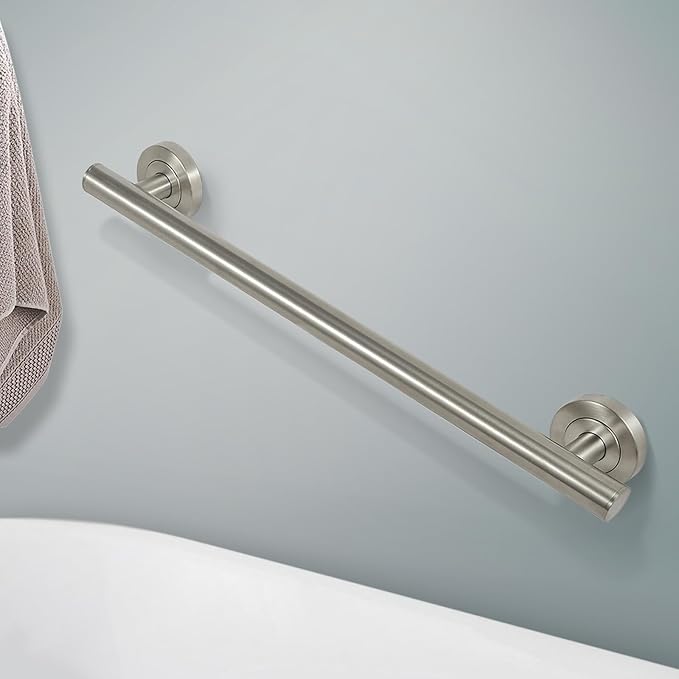 Lava Odoro Shower Grab Bar, Modern Stainless Steel Handicap Grab Bar for Bathtubs and Showers, Shower Safety Bar for Seniors Disabled, ADA-Compliant (Brushed Nickel, 24 Inch)