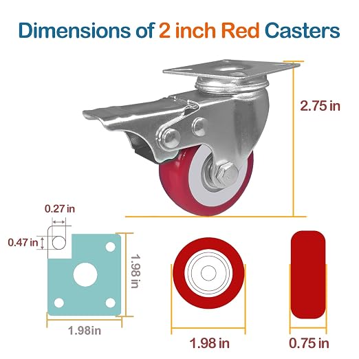 2 inch Casters Load 800lbs, Advanced Polyurethane Floor Protection, Noise-Free - Image 2