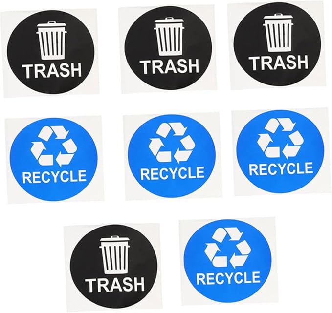 NUOBESTY 8pcs Recycle Sticker for Trash Can Waste Sorting Decals PVC Material by NUOBESTY