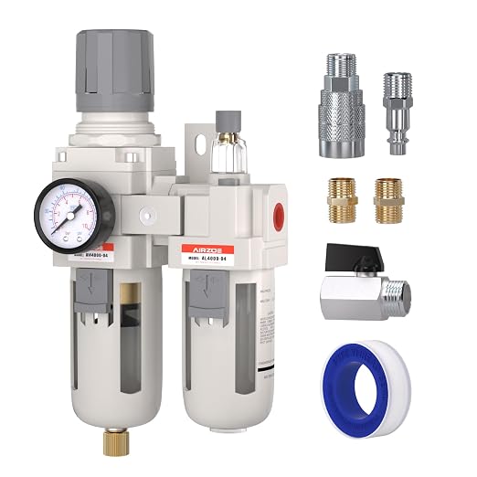 AIRZOE 1/2" NPT Compressed Air Filter Regulator Lubricator Combo, Air by AIRZOE