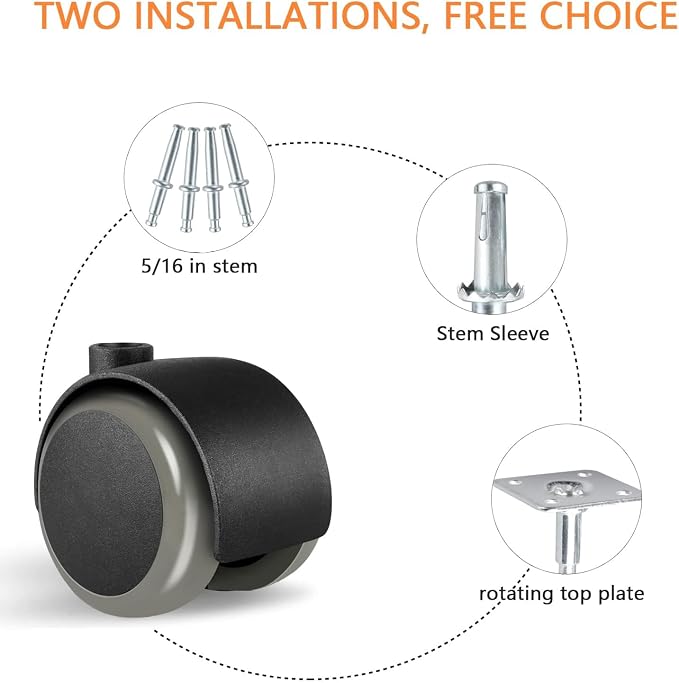 2 inch Caster Wheels 5/16 inch Valve stem and Rotating top Plate Installation - Image 2