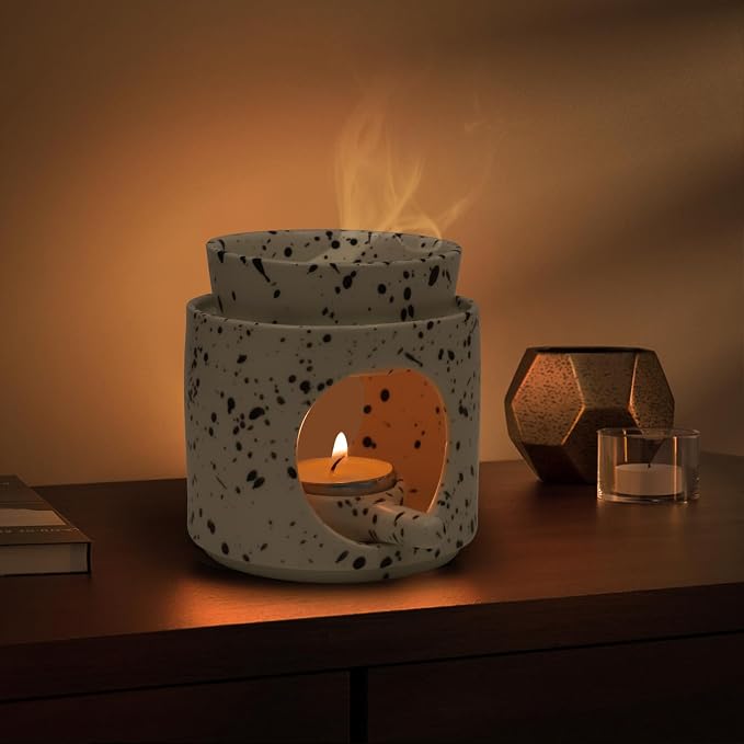 WD&CD Wax Melt Ceramic Oil Burner Black and White, Aroma Diffuser Essential Oil - Image 5