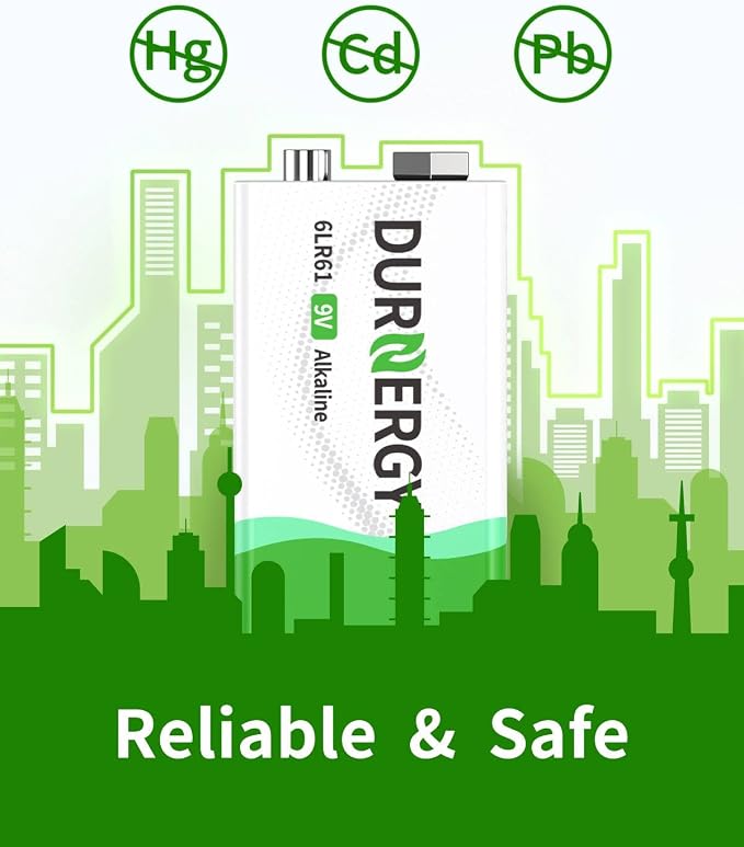 DURNERGY 9V Batteries 12 Pack, 10-Year Shelf Life, 9v Battery - Image 7