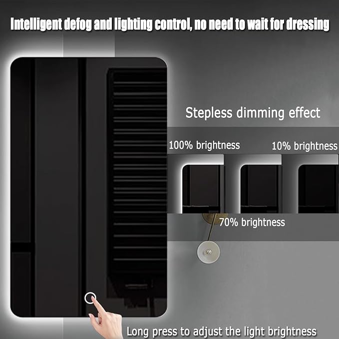 Bathroom Mirror with LED Lights, Backlit Illuminated Bathroom Mirror Wall - Image 4