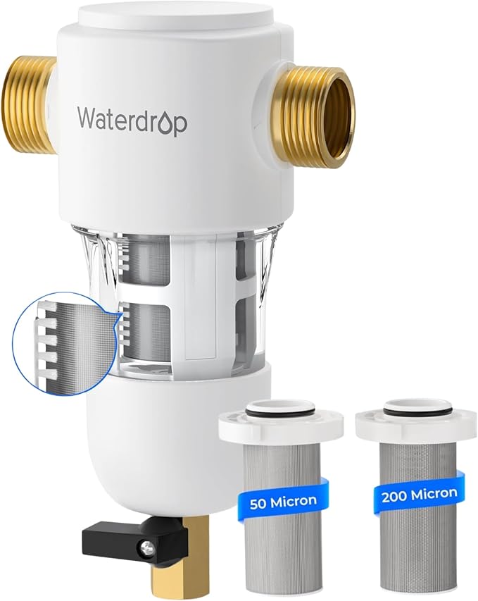 Waterdrop Spin Down Sediment Filter, 50/200 Micron Reusable Whole House Water by Waterdrop