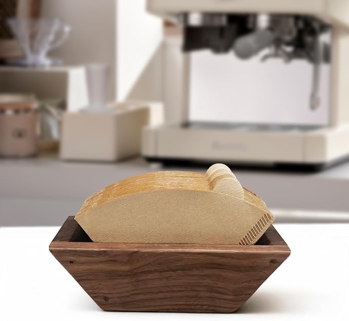 Coffee Filter Holder Magnetic, Solid Walnut Wood Coffee Filter Storage Organizer - Image 8