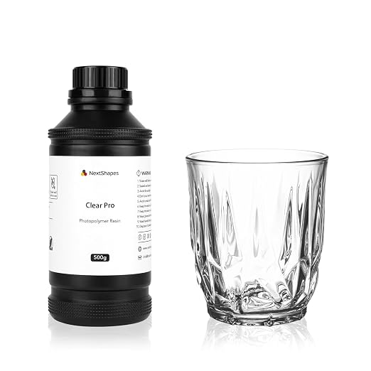 Clear Pro 3D Printer Resin, Glass-Like Ultra High Transparency, Non-Yellowing & by NextShapes