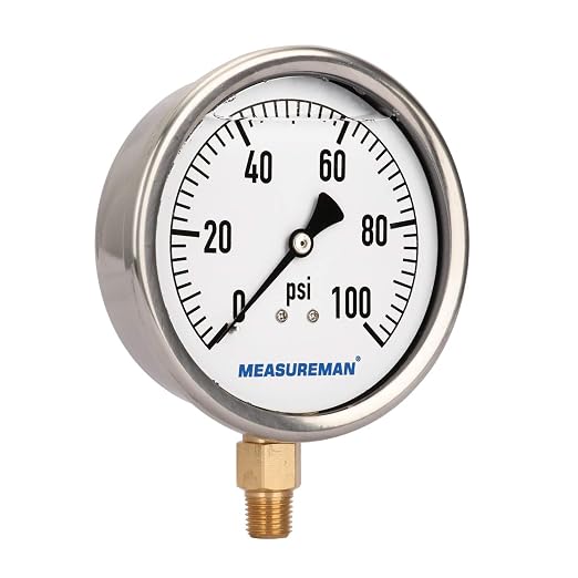 MEASUREMAN 4" Dial Size, Glycerin Filled Plumbing Pressure Gauge, Stainless - Image 2