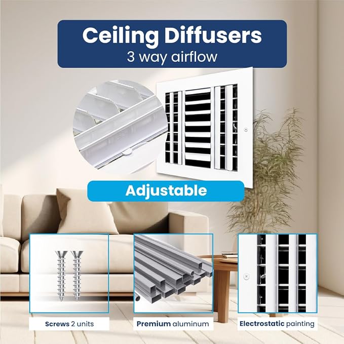 12x10 Aluminum 3-Way Air Flow Vent Cover Wall Ceiling Register Multi-Shutter - Image 4