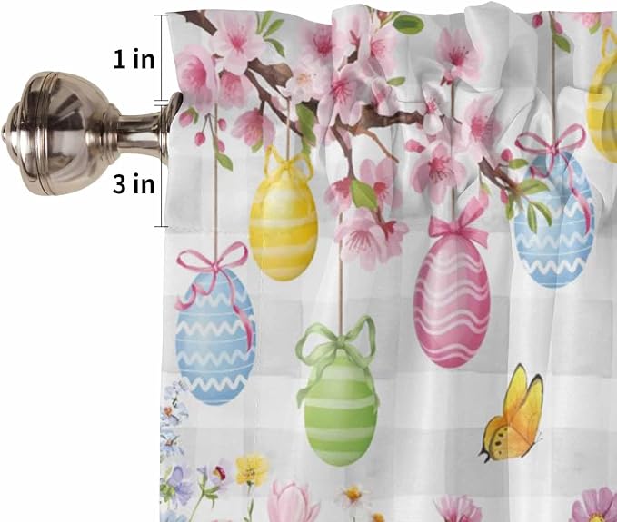 Happy Easter Bedroom Curtains 63 Inches length, Spring Watercolor Bunny Eggs - Image 6