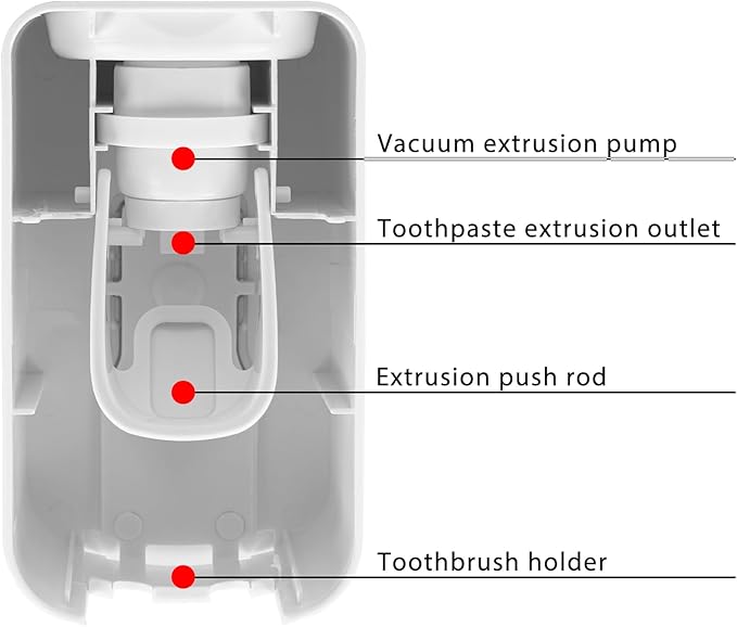 2 Slot Plastic Toothbrush Holder and Toothpaste Dispenser Wall Mounted, Automatic Toothpaste Squeezer, 2 in 1 Tooth Brush Toothpaste Organizer for Shower (Grey)