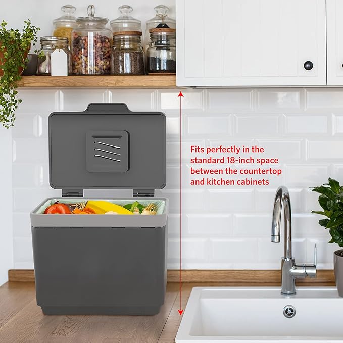 Glad Compost Bin for Kitchen, 1.5 Gallon | Plastic Container - Image 7