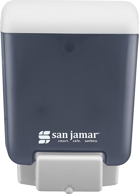 San Jamar Classic Plastic Manual Soap Dispenser, Hand Sanitizer Dispenser with Universal Compatibility for Home, Bathroom, Kitchen, Restooms, Restaurants, 30 Ounces, Arctic Blue