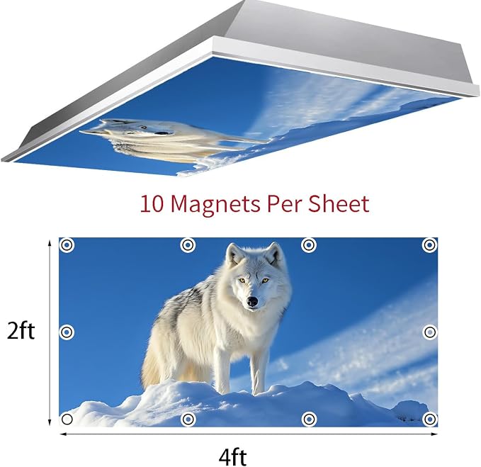 2 Pack Fluorescent Light Covers 4x2 ft Magnetic Light Covers - Image 3