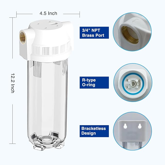 Whole House/RV Water Filter Housing Clear, Maple Syrup RO System, 3/4" NPT - Image 2