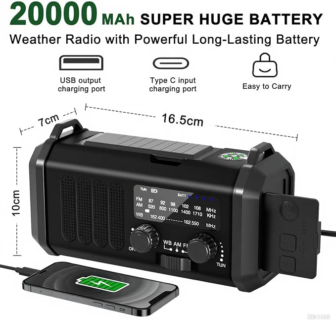 Gifts for Men Husband Dad Valentines Day, Emergency Hand Crank NOAA Weather - Image 5