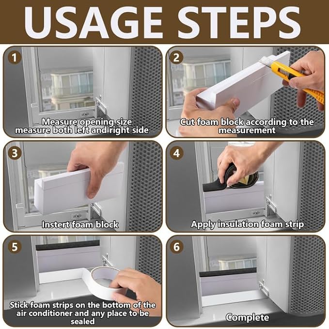 moonoom 2 Pack Air Conditioner Foam Block, Window AC Side Foam Block Kit - Image 4