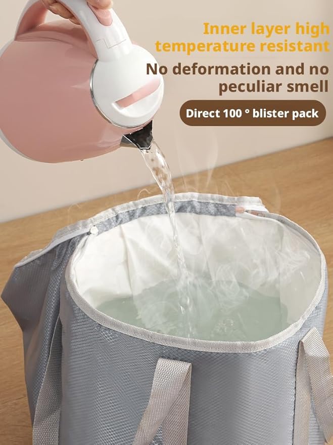 Portable Foot Spa Bath Bucket - 3-in-1 Steaming, Soaking & Fumigation with 4 Support Rods & 4-Layer Heat Lock,Tub Foldable Water Bucket for Travel，The Ideal for her, mom, and Girlfriend