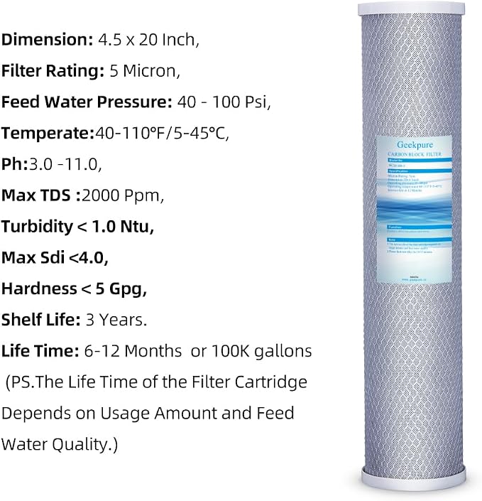 Geekpure 20-Inch Carbon Block Replacement Filter Cartridge - Image 4