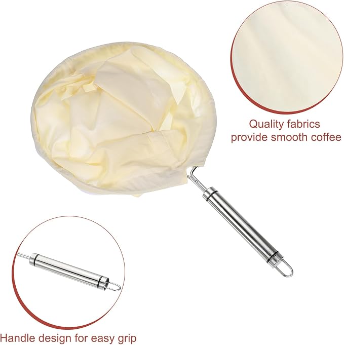 uxcell 1 Pcs Cloth Coffee Filter Bags, Coffee Sock Filter, Reusable Coffee - Image 3