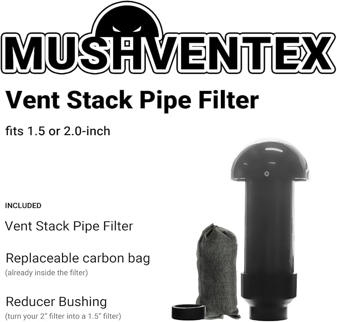 Vent Stack Pipe Filter with Mushroom Cap | Eliminates Outdoor Odors | Fits - Image 2