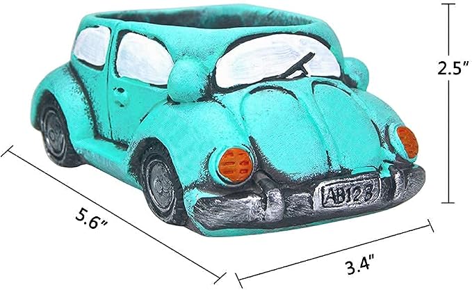 Cute Light-Blue Car Succulent Planter Pot, Flower Pots Succulent Plants - Image 3