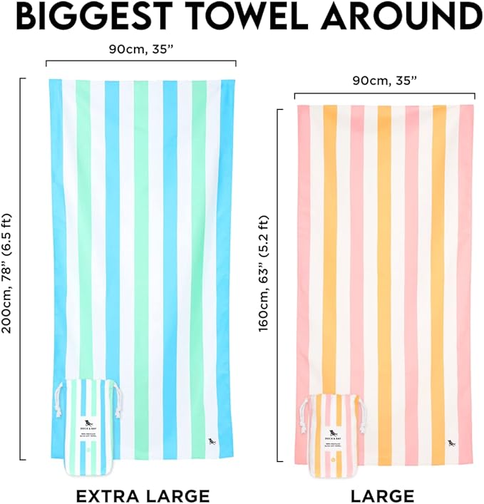 Dock & Bay Customized Beach Towel - Quick Dry, Sand Free - Compact, Lightweight - 100% Recycled - Includes Bag - Summer - Rainbow Skies - Large