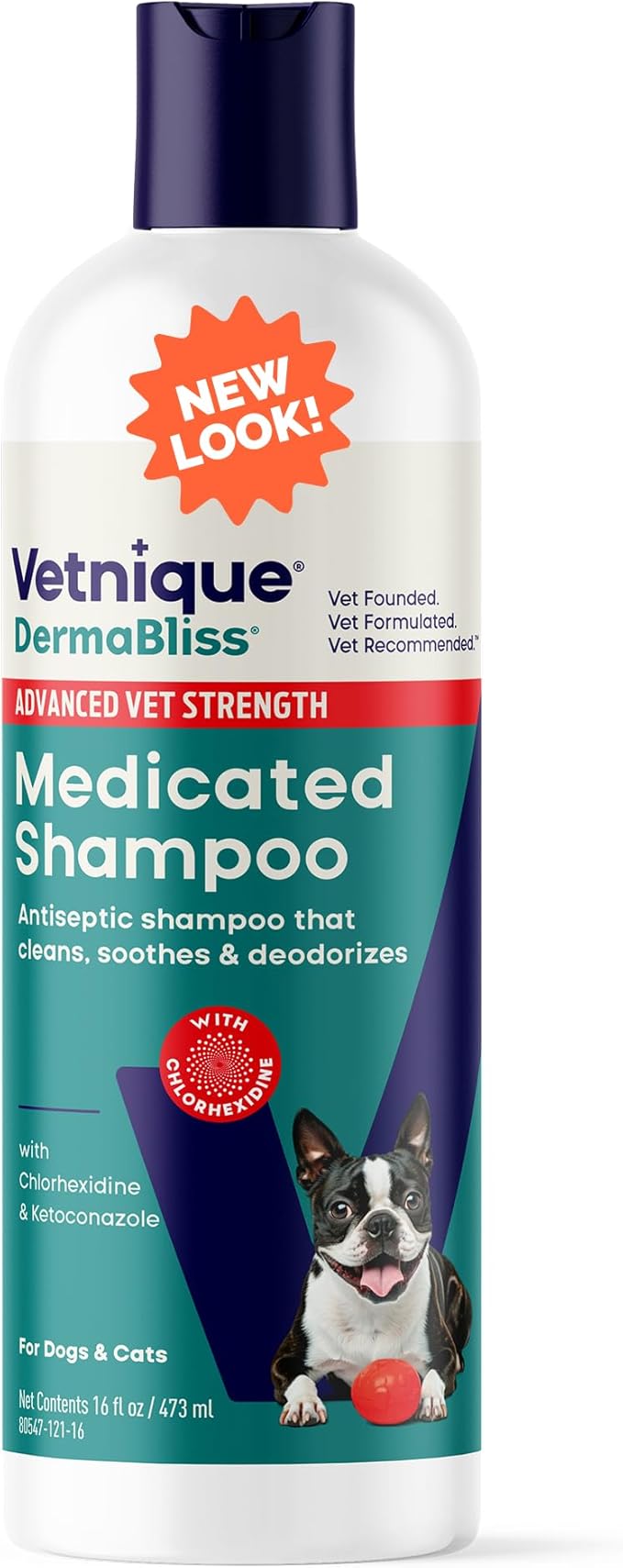 Vetnique Dermabliss Advanced Vet Strength Chlorhexidine for Dogs - Antibacterial Medicated Dog Shampoo - for Skin Infections & Irritation, Hot Spots & Redness Relief (Medicated Shampoo, 16oz)