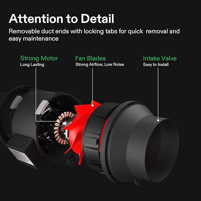 VIVOSUN Grow Tent Ventilation System, 6 Inch Inline Duct Fan - Image 3