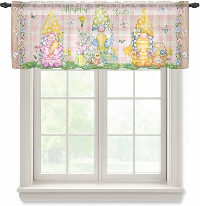 Happy Easter Sheer Valances for Windows 42"x12", Light Filtering Kitchen by Unknown