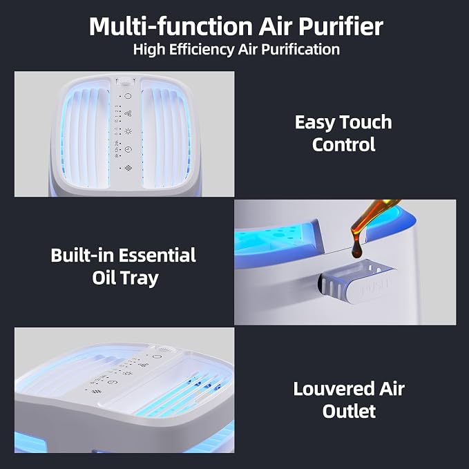 POMORON 4-in-1 Air Purifiers for Home, Air Ionizer Negative Ion Generator - Image 8