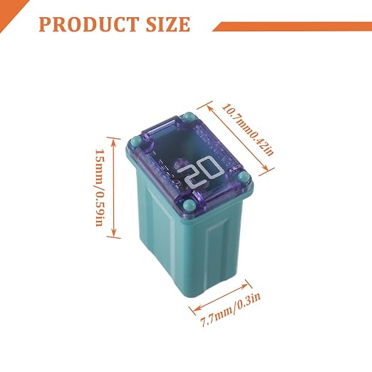 20A 20AMP 32V Slow Blow FMM MCASE Type Fuses 608820 Micro Female Cartridge - Image 2