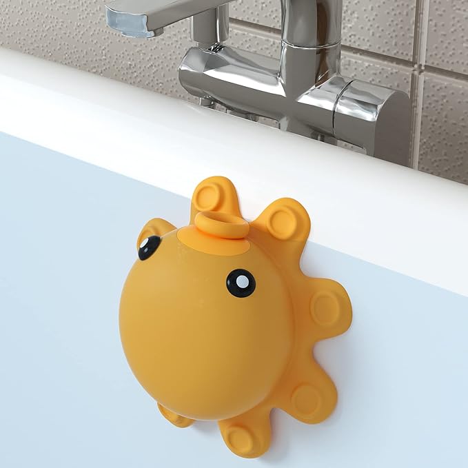 Bathtub Overflow Drain Cover - Tub Soak Bath Cover, Adds Inches of Water for Deeper Bath (Silicone, Yellow)