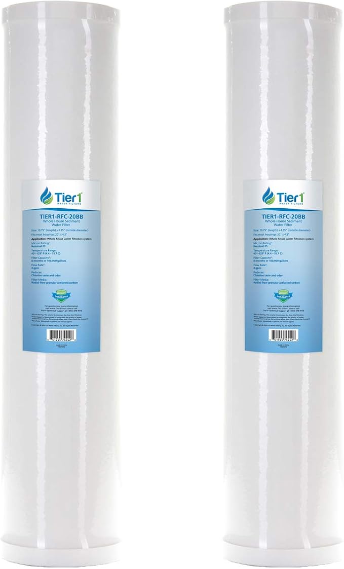 Tier1 25 Micron 20 x 4.5 Water Filter | Whole House Radial Flow Carbon by Tier1
