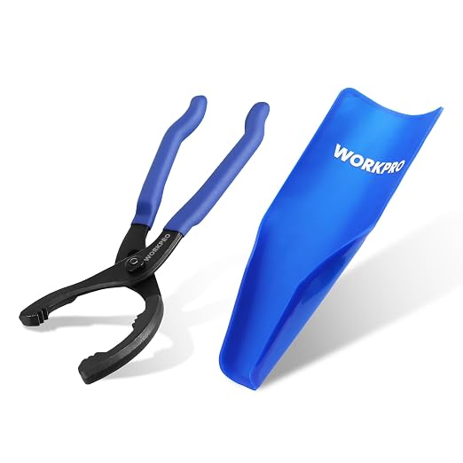 WORKPRO 12-inch Oil Filter Plier and Flexible Oil Funnel Set by WORKPRO