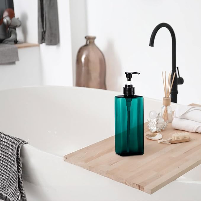 Shampoo and Conditioner Bottles Yebeauty 3pcs 17oz 500ML Shower Pump Bottles Lotion Soap Dispenser Liquid Container Plastic Soap Dispenser for Shampoo Kitchen,Bathroom Body Wash, Sea Green