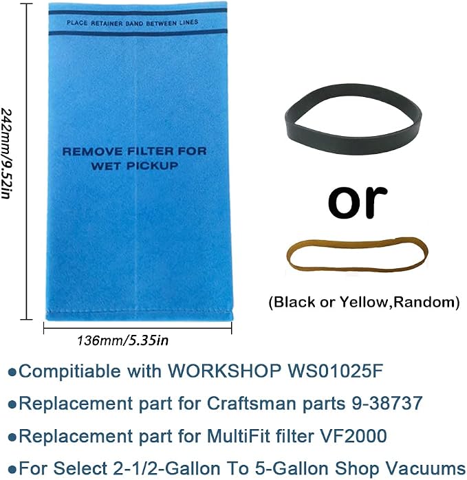 Smilefil 9 Pack Wet Dry Vacuum Filter Bags Compatible - Image 5