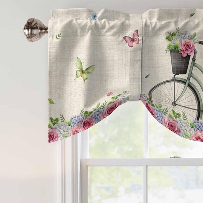 Farmhouse Spring Tie Up Valance Curtains - Image 4